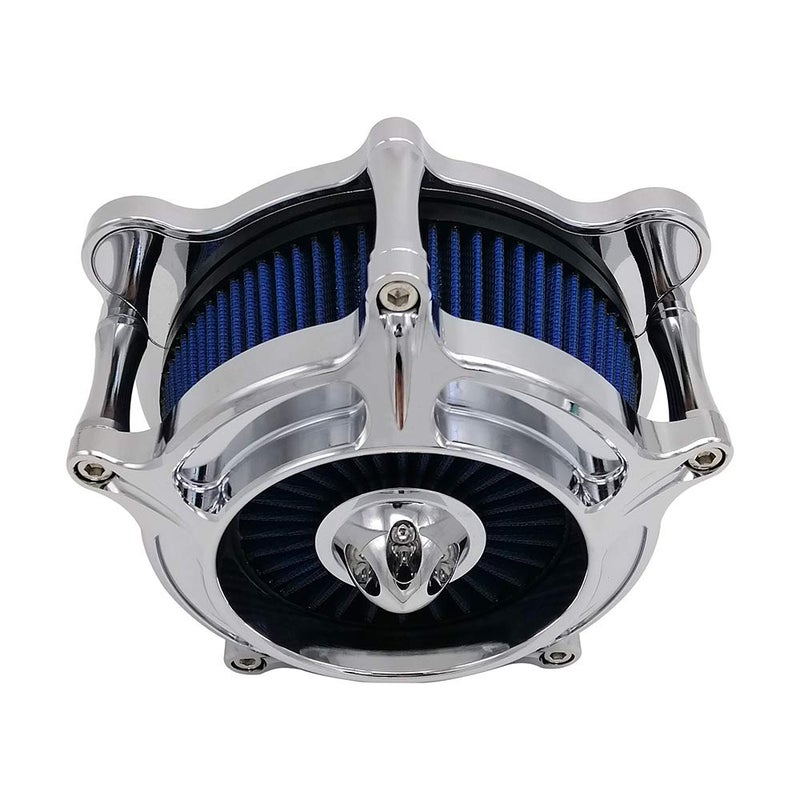 AGECO Harley Air Cleaner Turbine Intake Chrome Filter Kit Cnc Cut for Motorcycle Dyna 2000 - 2017 Softail 2000 - 2015 Touring 2000 - 2007 Fitment - B (Blue) - Image 2
